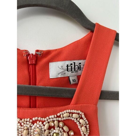 Tibi Beaded Embellished Sleeveless Peplum Dress Orange Women's Size 10 - Picture 7 of 7